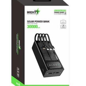 Mighty 30,000mAh Solar Power Bank with 4 Cables Black YM309